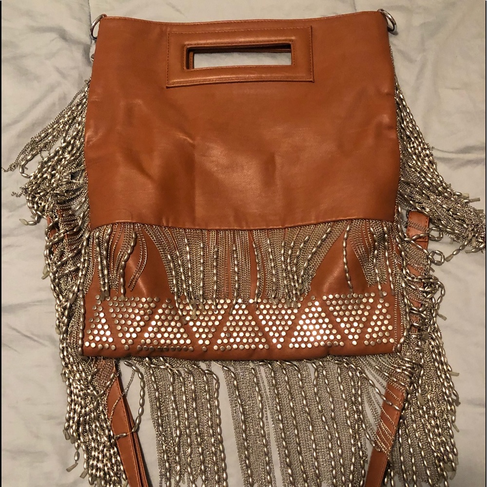 Leather purse with beading